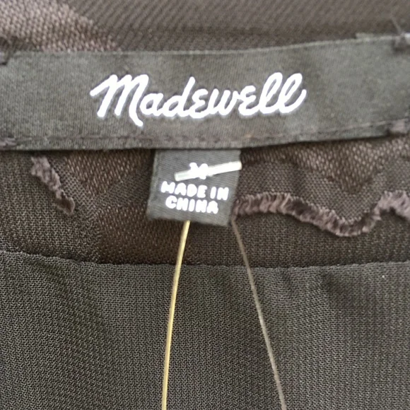 NWT Madewell Ruffled Wrap Dress Black Floral Jacquard Polyester M - Picture 5 of 12